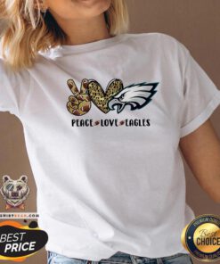 Happy Peace Love Eagles V-neck - Design By Teeshirtbear.com