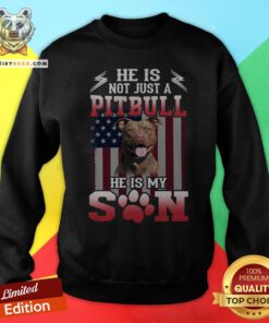He Is Not Just A Pitbull Se Is My Son American Flag Sweatshirt - Design By Teeshirtbear.com