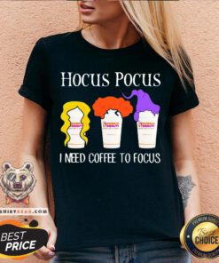 Hocus Pocus I Need Coffee To Focus Dunkin Donuts V-neck - Design By Teeshirtbear.com