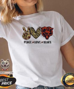Hot Peace Love Chicago Bear Logo V-neck - Design By Teeshirtbear.com