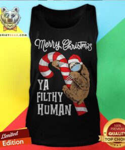 Merry Christmas Sloth Face Mask Sloth Santa Xmas Tree Tank Top - Design By Teeshirtbear.com