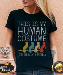 Mink Halloween Human Costume Weasel Otter Easy DIY Gift V-neck - Design By Teeshirtbear.com