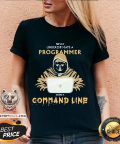 Never Underestimate A Programmer With A Command Line V-neck