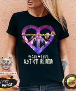 Nice Peace Love Dative Blood V-neck - Design By Teeshirtbear.com