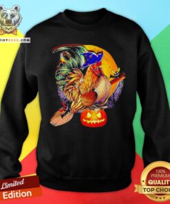 Nice Rooster Witch Happy Halloween Sweatshirt - Design By Teeshirtbear.com
