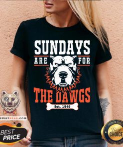 Nice Sundays Are For The Dawgs Cleveland V-neck - Design By Teeshirtbear.com