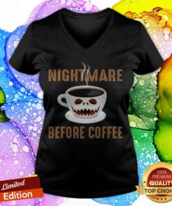 Nightmare Before Coffee Cup Scary Face Halloween V-neck