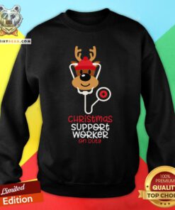 Official Christmas Support Worker Reindeer Nurse On Duty Sweatshirt - Design By Teeshirtbear.com