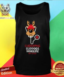 Official Christmas Support Worker Reindeer Nurse On Duty Tank Top - Design By Teeshirtbear.com