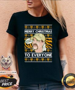 Official Merry Christmas Except For That Bitch Carole Baskin To Everyone Joe Exotic V-neck - Design By Teeshirtbear.com