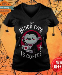 Official My Blood Type Is Coffee Vampire V-neck