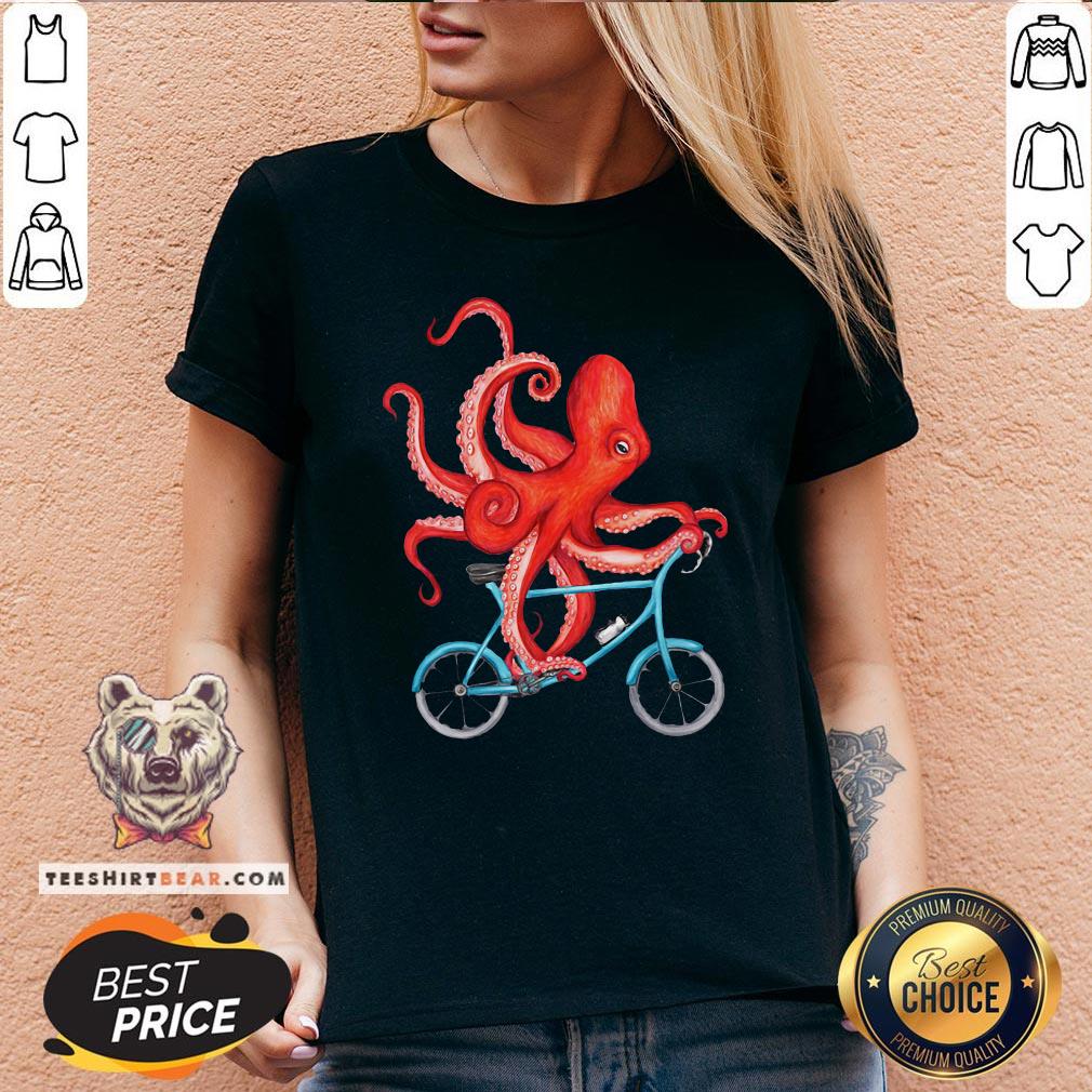 Official Octopus Riding Bicycle V-neck - Design By Teeshirtbear.com Official Octopus Riding Bicycle V-neck - Design By Teeshirtbear.com