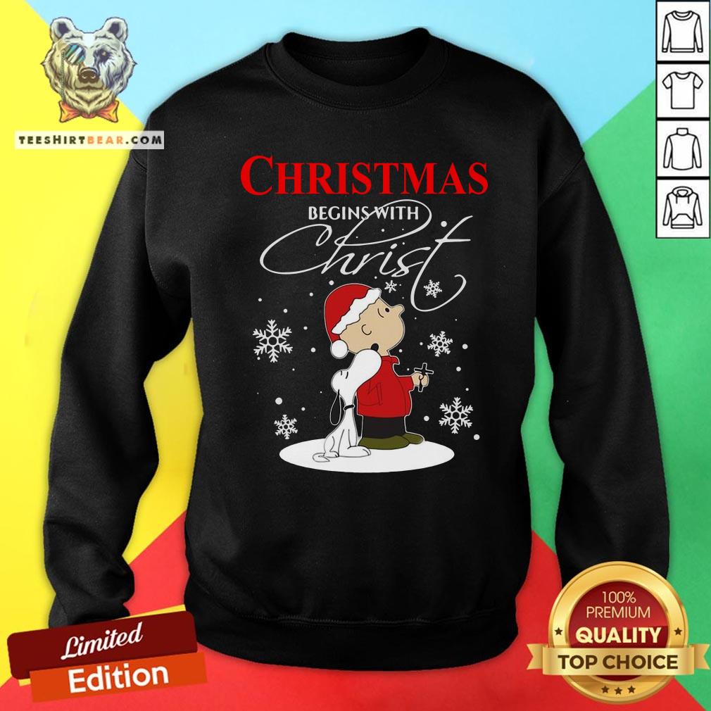 Official Snoopy And Charlie Brown Christmas Begins With Christ Sweatshirt - Design By Teeshirtbear.com Official Snoopy And Charlie Brown Christmas Begins With Christ Sweatshirt - Design By Teeshirtbear.com