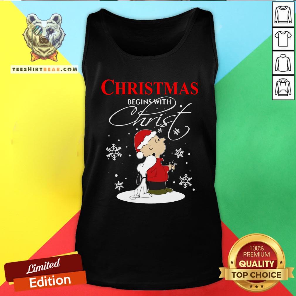 Official Snoopy And Charlie Brown Christmas Begins With Christ Tank Top - Design By Teeshirtbear.com Official Snoopy And Charlie Brown Christmas Begins With Christ Tank Top - Design By Teeshirtbear.com