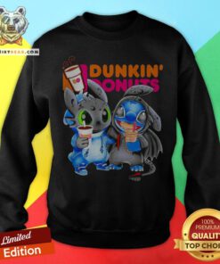 Official Stitch And Toothless Hug Dunkin Donuts Sweatshirt - Design By Teeshirtbear.com