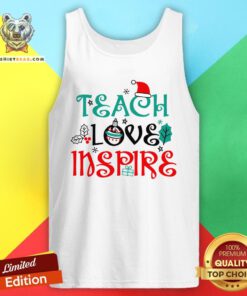 Official Teacher Christmas Teach Love Inspire Tank Top - Design By Teeshirtbear.com