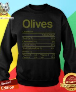 Olive Nutrition Facts Funny Thanksgiving Christmas Food Sweatshirt - Design By Teeshirtbear.com