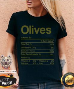 Olive Nutrition Facts Funny Thanksgiving Christmas Food V-neck - Design By Teeshirtbear.com