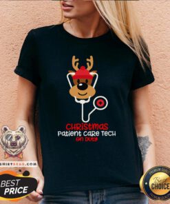 Original Christmas Patient Care Tech On Duty Reindeer Nurse V-neck - Design By Teeshirtbear.com
