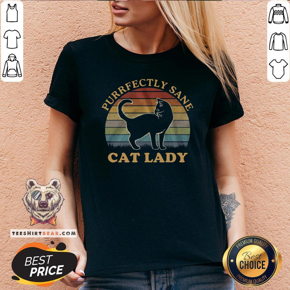 Perfect Cat Lady Purfectly Sane Vintage V-neck - Design By Teeshirtbear.com Perfect Cat Lady Purfectly Sane Vintage V-neck - Design By Teeshirtbear.com