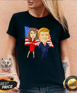 Perfect Donald Trump And Melania Trump Potus Flotus US Flag V-neck - Design By Teeshirtbear.com