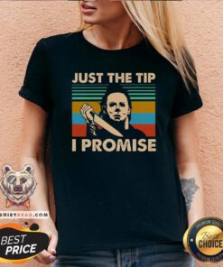 Perfect Michael Myers Just The Tip I Promise Vintage V-neck - Design By Teeshirtbear.com