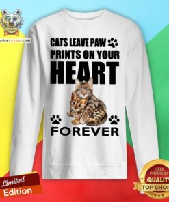 Pretty Cats Leave Paw Prints On Your Heart Forever Sweatshirt - Design By Teeshirtbear.com