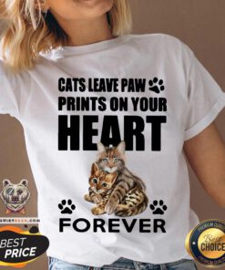 Pretty Cats Leave Paw Prints On Your Heart Forever V-neck - Design By Teeshirtbear.com
