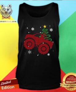 Pretty Plaid Monster Truck Christmas Tank Top - Design By Teeshirtbear.com