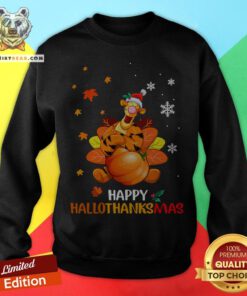 Pretty Tigger Happy Hallothanksmas Sweatshirt - Design By Teeshirtbear.com