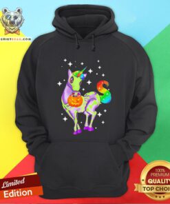 Pretty Unicorn Skeleton Happy Halloween Hoodie - Design By Teeshirtbear.com