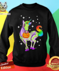 Pretty Unicorn Skeleton Happy Halloween Sweatshirt - Design By Teeshirtbear.com
