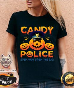 Pumpkin Candy Police Step Away From The Bag Halloween V-neck