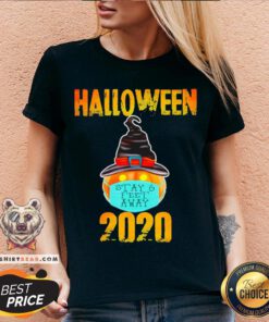 Pumpkin Wearing Mask Stay 6 Feet Away Halloween 2020 V-neck - Design By Teeshirtbear.com