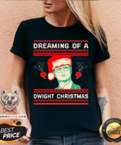 The Office TV Series Dreaming Of A Dwight Christmas V-neck - Design By Teeshirtbear.com