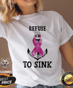 Top Awareness Refuse To Sink Breast Cancer V-neck - Design By Teeshirtbear.com