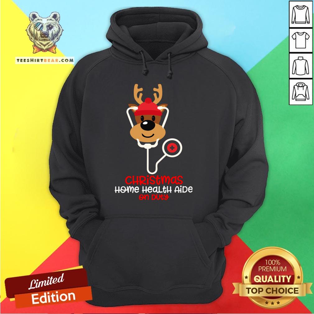 Top Christmas Home Health Aide On Duty Reindeer Nurse Hoodie - Design By Teeshirtbear.com Top Christmas Home Health Aide On Duty Reindeer Nurse Hoodie - Design By Teeshirtbear.com