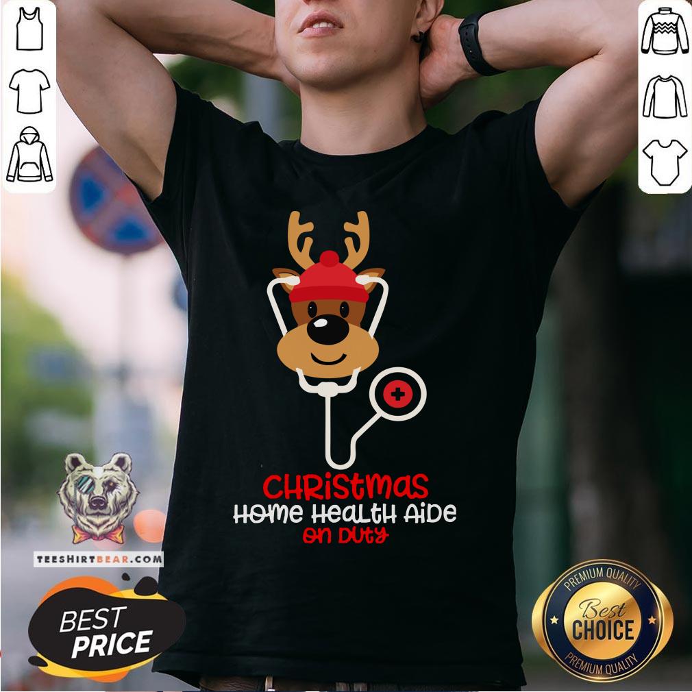 Top Christmas Home Health Aide On Duty Reindeer Nurse Shirt - Design By Teeshirtbear.com