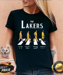 Top The Lakers Abbey Road Signatures V-neck - Design By Teeshirtbear.com