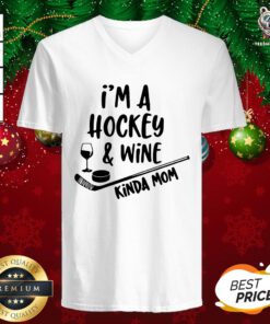 Awesome I’m A Hockey Wine Kinda Mom V-neck - Design By Teeshirtbear.com