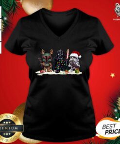 Awesome Star Wars And Mandalorian Friend Merry Christmas 2020 V-neck - Design By Teeshirtbear.com