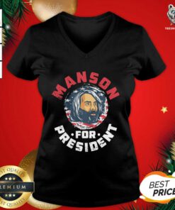 Manson For President V-neck - Design By Teeshirtbear.com