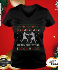 Better Christmas 2020 Boxing Player Santa Tree Xmas Costume V-neck- Design by T-shirtBear.com
