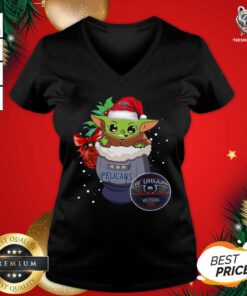 Better New Orleans Pelicans Christmas Baby Yoda Star Wars Funny Happy NBA V-neck- Design by T-shirtBear.com