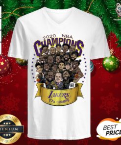 Cool 2020 NBA Champions Los Angeles Lakers 17 Champs Cartoon V-neck- Design by T-shirtBear.com