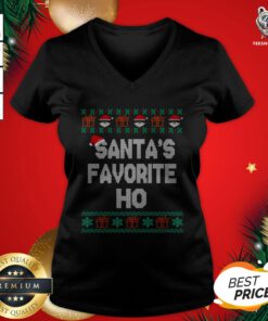 Cool Santas Favorite Ho Inappropriate Ugly Christmas V-neck- Design by T-shirtBear.com