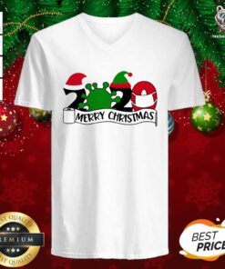 2020 Mask Quarantine Toilet Paper Merry Christmas V-neck - Design By Teeshirtbear.com