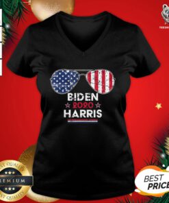 Cute Biden Harris 2020 Aviator Sunglasses American Flag V-neck - Design By Teeshirtbear.com