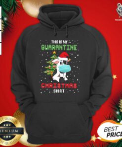 Cow Santa Face Mask This Is My Quarantine Christmas Hoodie - Design By Teeshirtbear.com