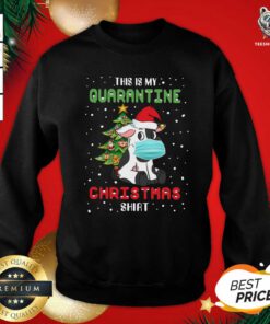 Cow Santa Face Mask This Is My Quarantine Christmas Sweatshirt - Design By Teeshirtbear.com